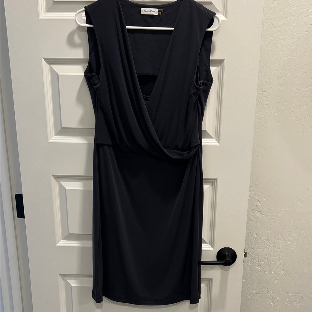 Calvin Klein Dark Gray, Vneck, Sleeveless Dress